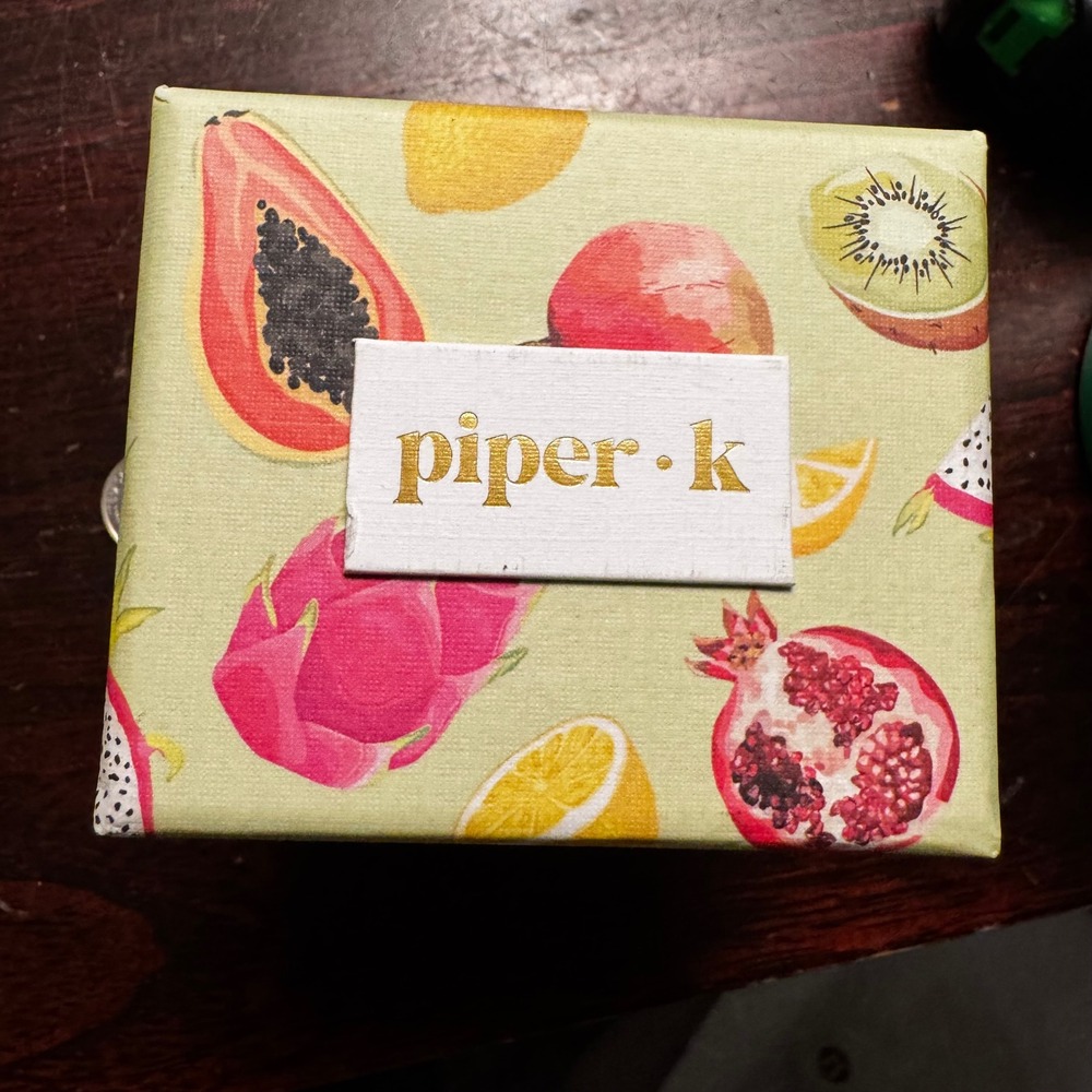 Piper K Strawberry Earrings new in box Gold tone hoop post - Picture 4 of 6